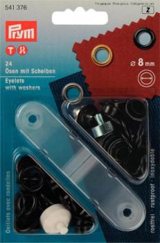 Prym Ösen und Scheiben Ø 8 mm schwarz 541376